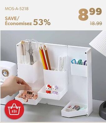 Shopper+ Desktop foldable stationery holder, plastic, white - moustache offer