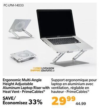 Shopper+ Ergonomic multi-angle height adjustable aluminum laptop riser with heat vent - primecables offer