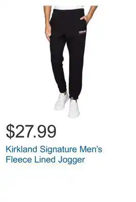 Costco Kirkland signature men's fleece lined jogger offer