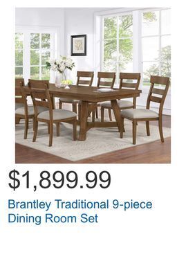 Costco Brantley traditional 9-piece dining room set offer