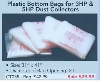 Busy Bee Tools Plastic bottom bags for 3hp & 5hp dust collectors offer