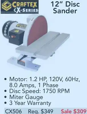 Busy Bee Tools Craftex cx series 12" disc sander offer