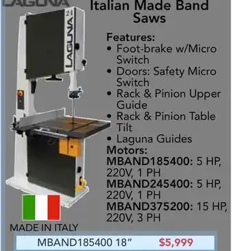 Busy Bee Tools Italian made band saws offer