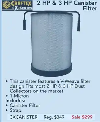 Busy Bee Tools Craftex cx series 2 hp & 3 hp canister filter offer