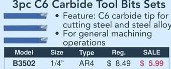 Busy Bee Tools 3pc c6 carbide tool bits sets offer