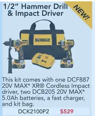 Busy Bee Tools Dewalt 1/2" hammer drill & impact driver offer