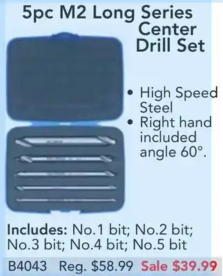 Busy Bee Tools 5pc m2 long series center drill set offer