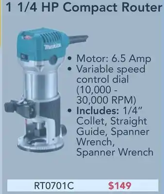 Busy Bee Tools 1 1/4 hp compact router offer