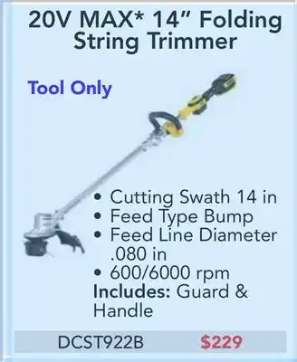 Dewalt 20v max* 14" folding string trimmer