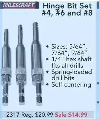 Busy Bee Tools Hinge bit set #4, #6 and #8 offer