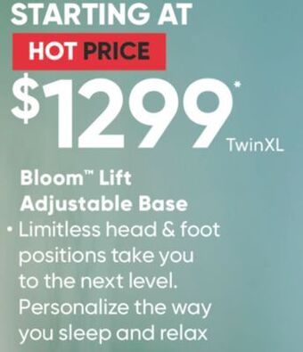 Sleep Country Bloom™ lift adjustable base offer