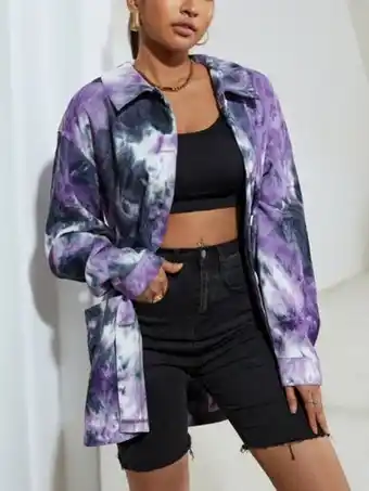 SheIn Tie dye drop shoulder coat offer