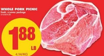 No Frills Whole Pork Picnic offer