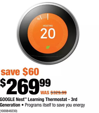 Home Depot Google nest learning thermostat - 3rd generation offer