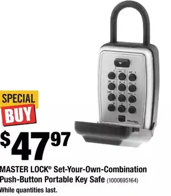 Home Depot Master lock set-your-own-combination push-button portable key safe offer