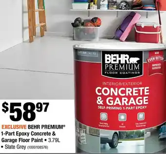 Home Depot Behr premium 1-part epoxy concrete & garage floor paint offer