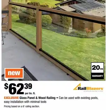 Home Depot Glass panel & wood railing offer