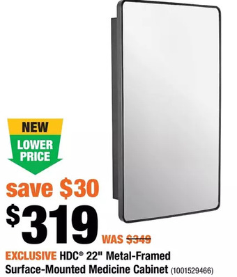 Home Depot Hdc 22'' metal-framed surface-mounted medicine cabinet offer