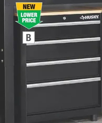 Home Depot Husky 28" 4-drawer base cabinet offer