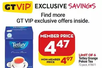 Giant Tiger Tetley orange pekoe tea offer