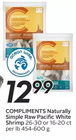 Sobeys Compliments naturally simple raw pacific white shrimp offer