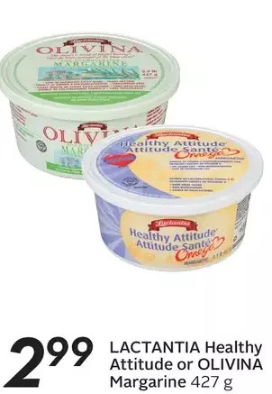 Sobeys Lactantia healthy attitude or olivina margarine offer