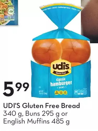 Sobeys Udi's gluten free bread, buns or english muffins offer