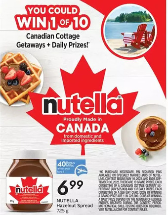 Sobeys Nutella hazelnut spread offer