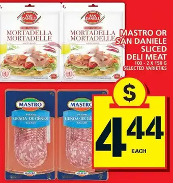 Food Basics Mastro or san daniele sliced deli meat offer