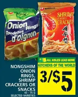 Food Basics Nongshim onion rings, shrimp crackers or snacks offer