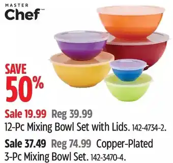 Canadian Tire Master chef 12-pc mixing bowl set with lids | 3-pc mixing bowl set offer
