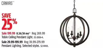 Canadian Tire Tobin ceiling pendant light | pendant lighting offer