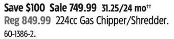 Canadian Tire 224cc gas chipper/shredder offer