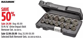 Canadian Tire Maximum 13-pc 3/8"-drive impact bolt remover set | bolt remover sets offer
