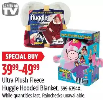 Canadian Tire Ultra plush fleece huggle hooded blanket offer