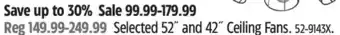 Canadian Tire 52" and 42" ceiling fans offer