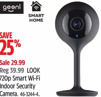Canadian Tire Geeni look 720p smart wi-fi indoor security camera offer