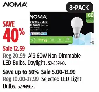 Canadian Tire Noma a19 60w non-dimmable led bulbs | led light bulbs offer