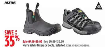 Canadian Tire Altra men's safety hikers or boots offer