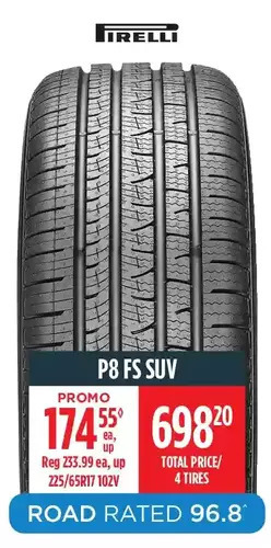 Canadian Tire Pirelli p8 fs suv tires offer