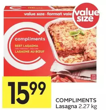 Foodland Compliments lasagna offer