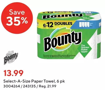 Staples Bounty select-a-size paper towel offer