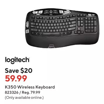 Staples Logitech k350 wireless keyboard offer