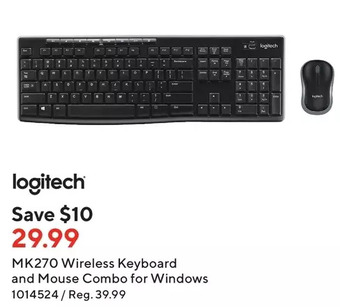 Staples Logitech mk270 wireless keyboard and mouse combo for windows offer