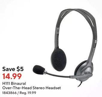 Staples Logitech h111 binaural over-the-head stereo headset offer