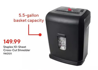 Staples Staples 10-sheet cross-cut shredder offer