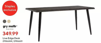 Staples Gry mattr live edge desk offer