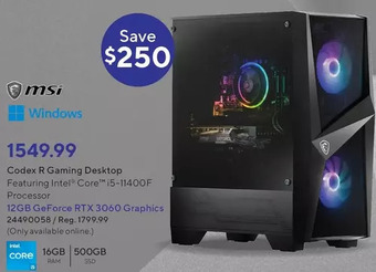 Staples Msi codex r gaming desktop offer