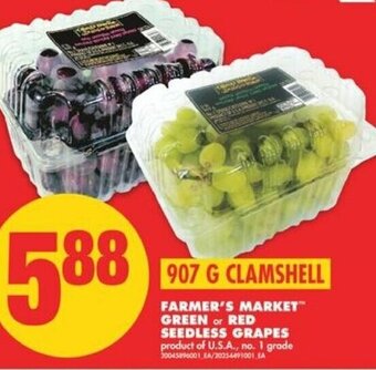 No Frills Farmer's Market Green or Red Seedless Grapes offer