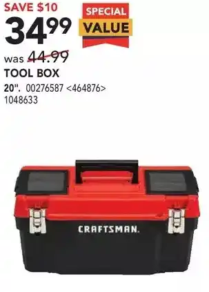 Lowe's Craftsman tool box. 20" offer